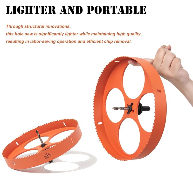 VIKITON 10 Inch Hole Saw with Arbor for Metal Wood Plastic, 10 in Bi-Metal Hole Cutter for Different Project with Smooth and Flat Drilling Edge, Fast Chip Removal, Lighter and Portable - Image 2